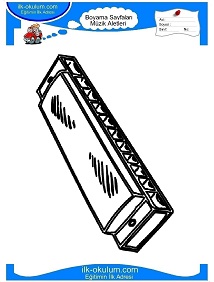 Çocuklar İçin Mızıka Boyama Sayfaları 